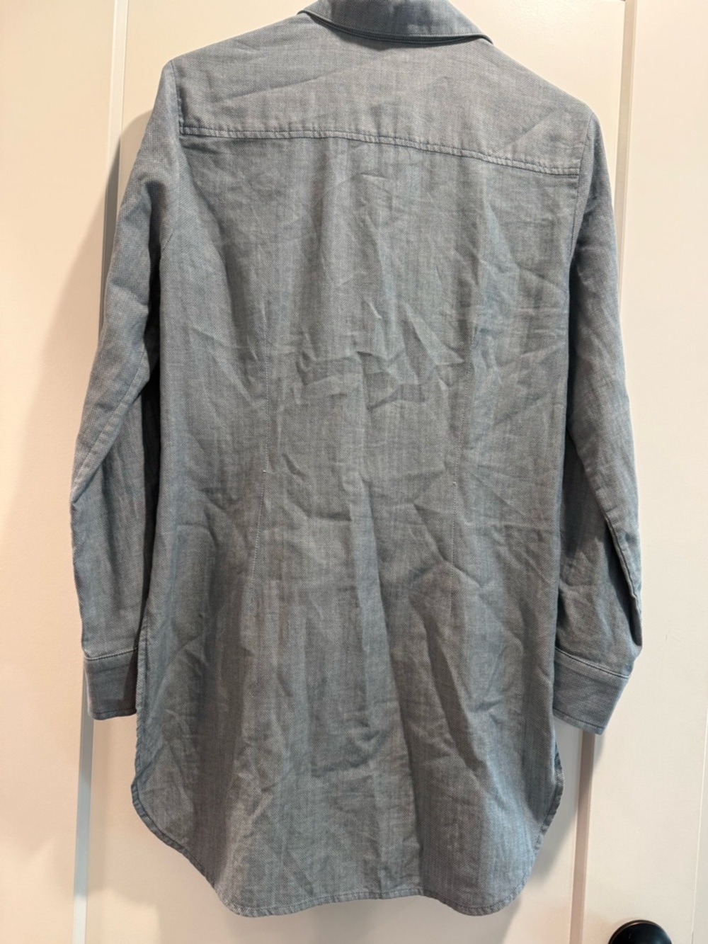 Finley Ali Tie Front Cotton Blouse Blue Size Small Made USA Minimalist Chic - Picture 3 of 8